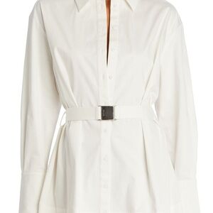 SER.O.YA Ivory Belted Shirt Dress